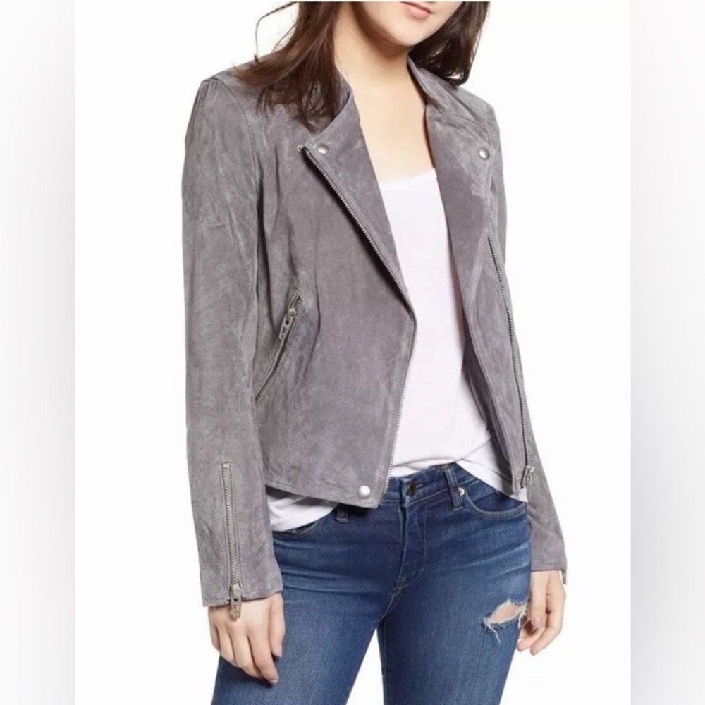 Blank NYC Gray Suede Moto Jacket